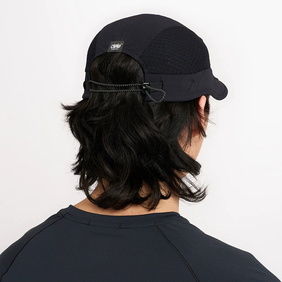 FSTCap-Elite-Ethereal by Ciele in black lightweight technical running cap with adjustable strap, designed for performance running in Canada