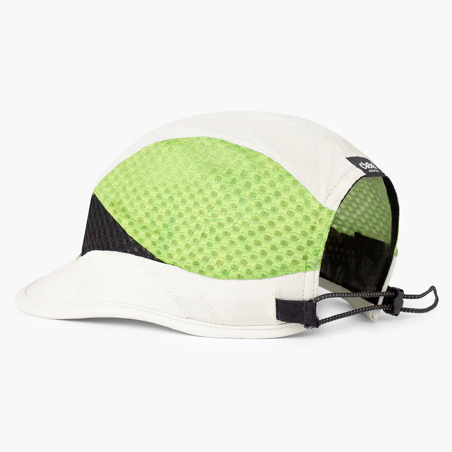 FSTCap-Elite-Ethereal by Ciele in white and green lightweight running cap with breathable mesh, designed for technical running and performance use