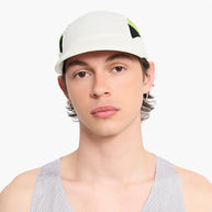 FSTCap-Elite-Ethereal by Ciele in white and neon green, ultralight technical running cap designed for performance and breathability in Canada