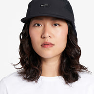 GOCap-FLTWND-UltraIconic by Ciele in black with fold-away ear flaps, cold weather cap for running and outdoor use in Canada