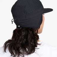 GOCap-FLTWND-UltraIconic by Ciele in black with fold away ear flaps, cold weather running cap designed for icy conditions in Canada