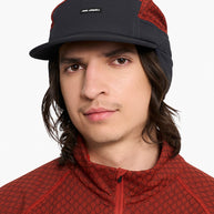 GOCap-FLTWND-UltraIconic by Ciele in black and red with fold-away ear flaps, cold weather cap for running and storm protection in Canada
