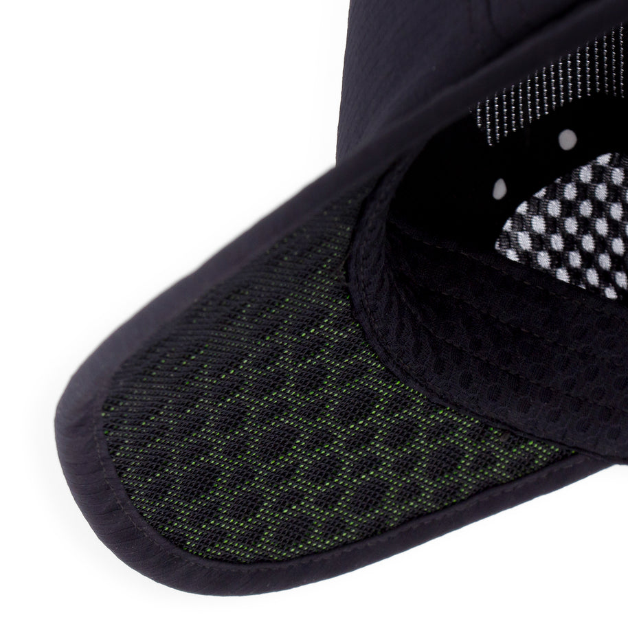 GOCap-Elite by Ciele in black with breathable mesh panels, ultra-lightweight running cap designed for performance and cooling during runs