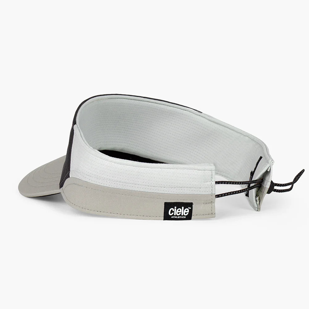 FSTVisorSC - Comp - IconicVC by Ciele in grey and black with quick adjust closure, soft curved brim, and Flexweave fabric for running in Canada