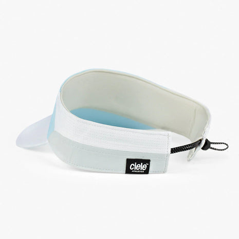 FSTVisorSC - Comp - IconicVC by Ciele in light blue and white with quick adjust closure and soft curved brim for running and outdoor use