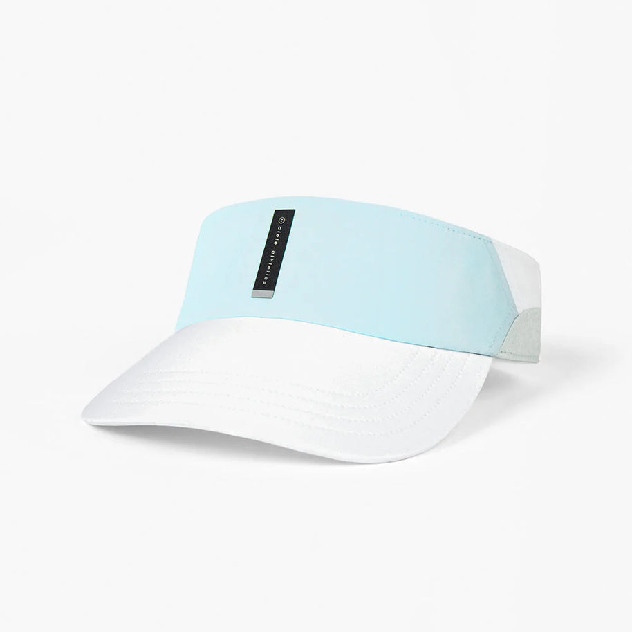 FSTVisorSC - Comp - IconicVC by Ciele in light blue and white with soft curved brim and quick adjust closure, lightweight running visor