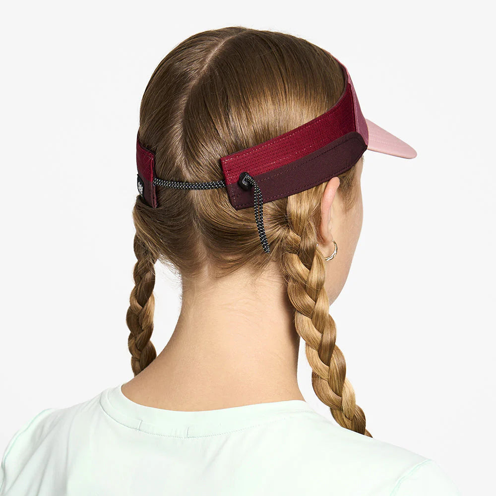 FSTVisorSC - Comp - IconicVC by Ciele in burgundy and pink with quick adjust back closure, lightweight softcurved brim, ideal for running and outdoor use