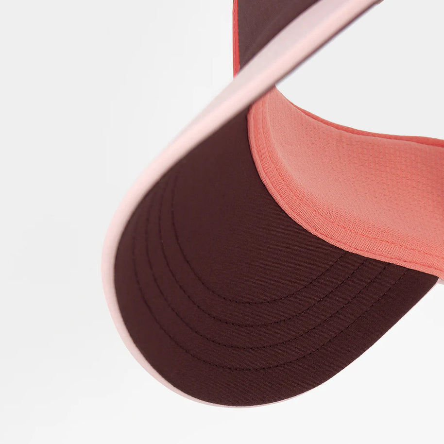 FSTVisorSC - Comp - IconicVC by Ciele in brown and coral with soft curved brim, quick adjust closure, Flexweave fabric, ideal for running and outdoor use