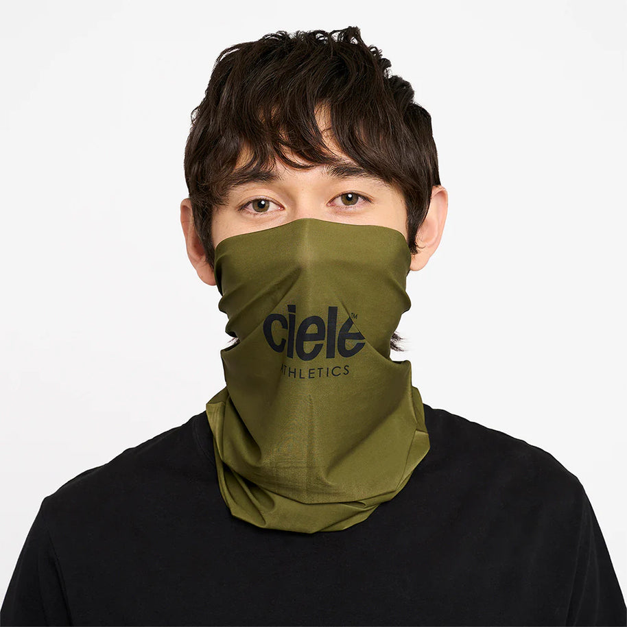 BFCollar-Athletics by Ciele in olive green seamless neck tube with COOLmatic | PLUS™ fabric, cooling, anti-odour, UPF protection for running