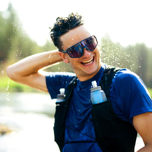 Ultra Flask + 500ml Filter Kit by Hydrapak in blue, lightweight water system with compact filter for safe hydration during outdoor running and hiking