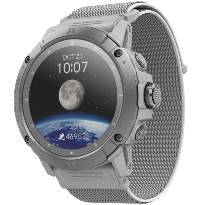 VERTIX 2S GPS Adventure Watch by Coros in grey with dual-frequency GPS, 36-day battery, heart rate sensor, 10 ATM water resistance for adventure use