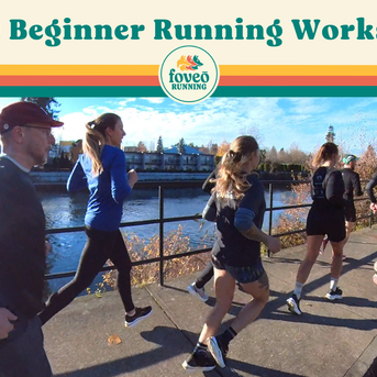 Very Beginner Running Workshop by Foveo Running with people in outdoor gear running by water, ideal for new runners building confidence