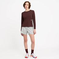 Dly Long Sleeve - Women by Ciele in dark burgundy with four-way stretch, UPF 50+, COOLmatic PLUS, flatlock stitching, ideal for running in cool weather