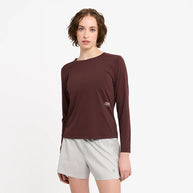 Dly Long Sleeve - Women by Ciele in dark burgundy, four-way stretch, UPF 50+, COOLmatic PLUS for running and outdoor protection in Canada