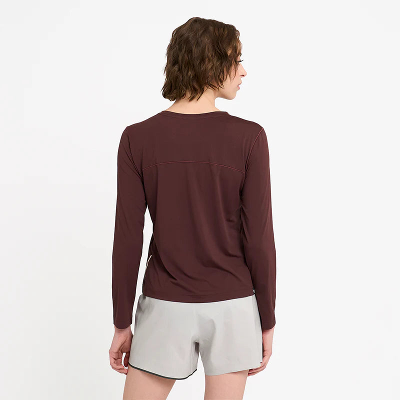Dly Long Sleeve - Women in dark brown by Ciele, four-way stretch, UPF 50+, COOLmatic performance shirt ideal for running and cooler temps