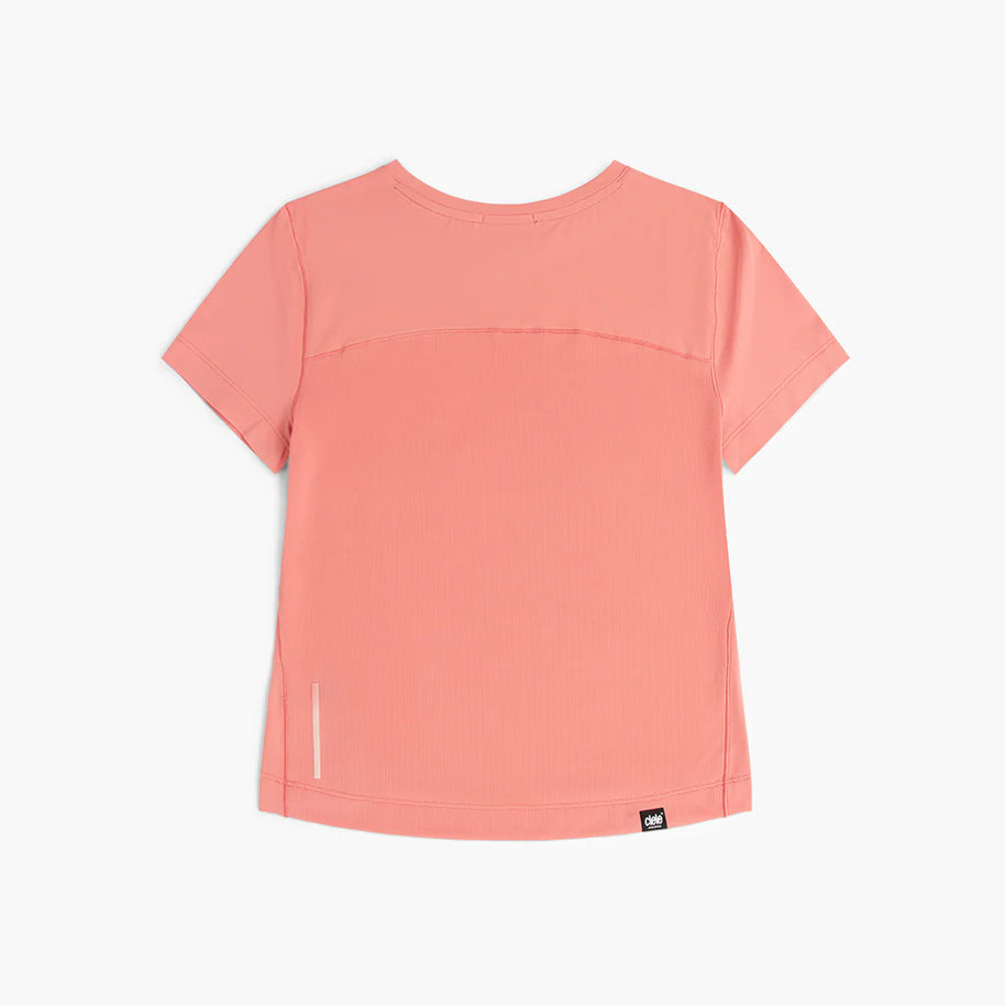 DLY T-Shirt - Women by Ciele in coral pink, lightweight running tee designed for comfort and performance on trails or pavement