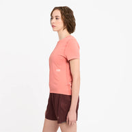 DLY T-Shirt - Women by Ciele in coral pink lightweight running tee designed for comfort and performance ideal for daily running and casual wear