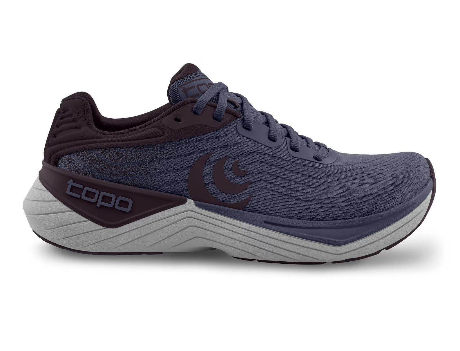 Ultrafly 5 - Women by Topo Athletic in navy and black with enhanced cushioning and stability, ideal for road running and support
