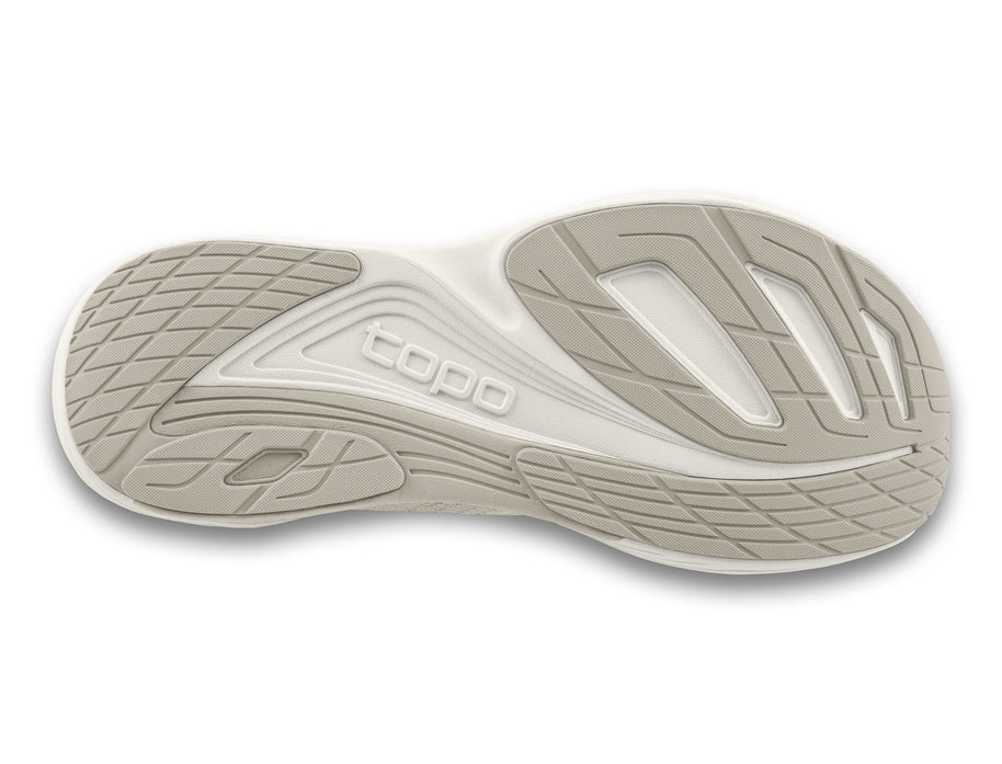 Outsole of the Topo Ultrafly 5 women's road running shoe in Tan/White