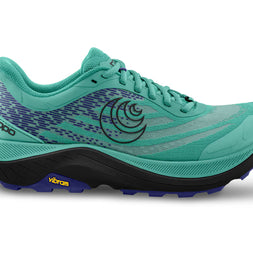 Ultraventure 4 - Women by Topo Athletic in teal and black trail running shoe with plush platform and roomy toe box for comfort and endurance