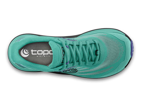 Ultraventure 4 - Women by Topo Athletic in teal with purple, plush platform and roomy toe box for comfortable trail running