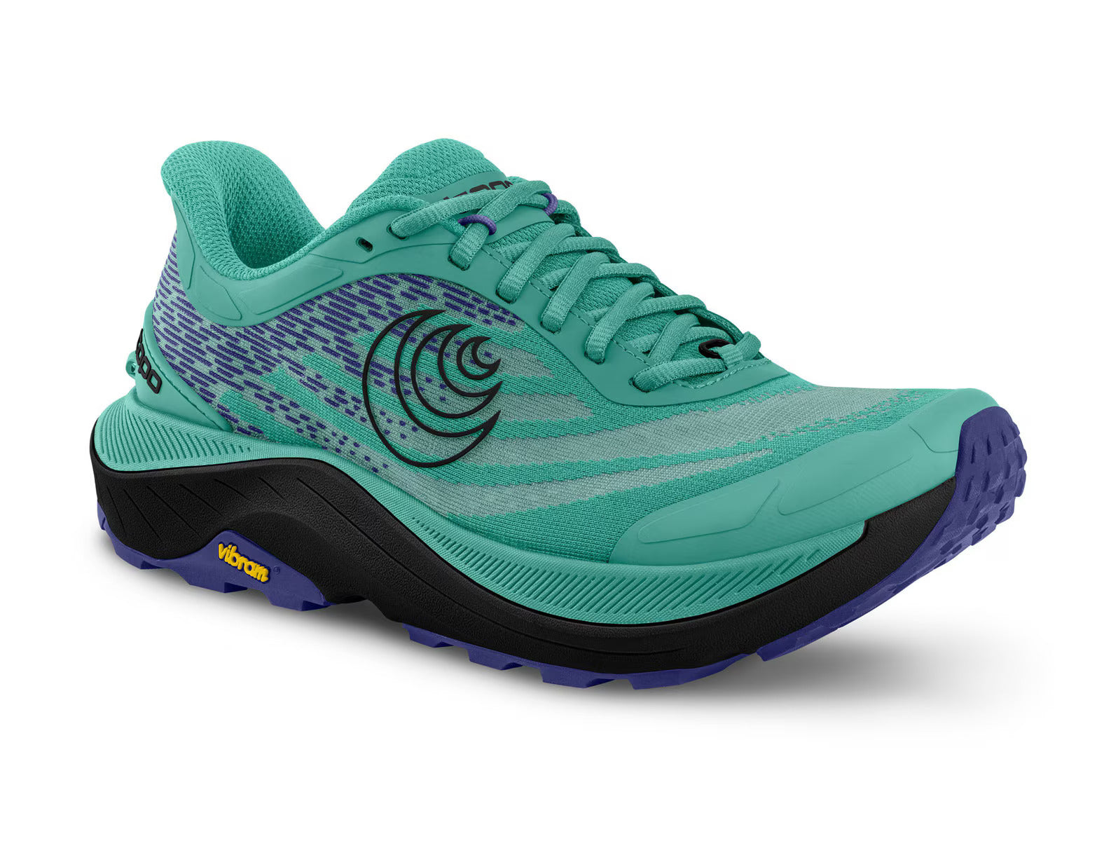 Ultraventure 4 - Women by Topo Athletic in teal and purple trail running shoe with plush platform and roomy toe box for comfort and trail use
