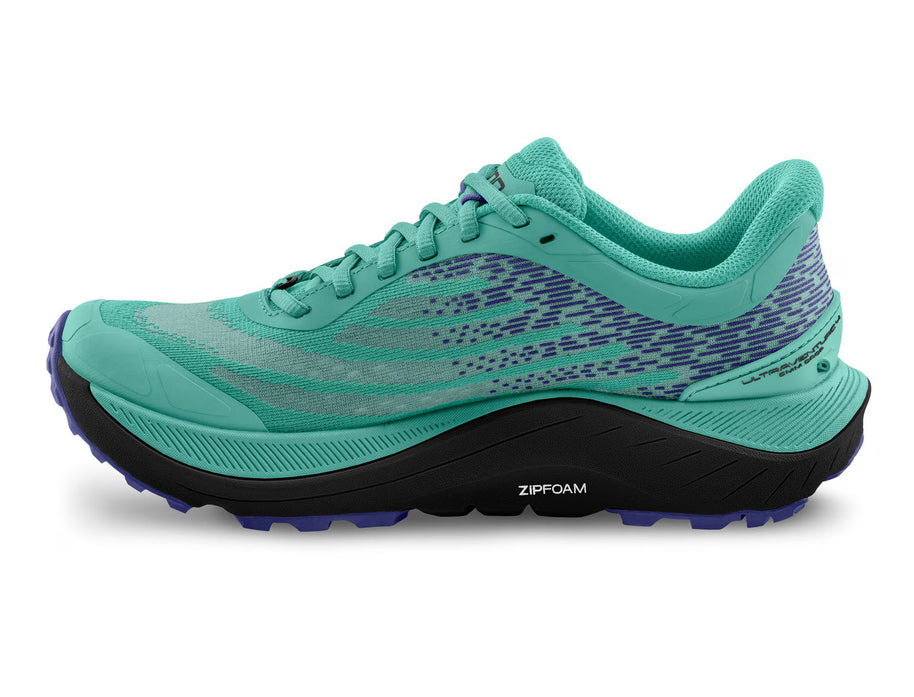 Ultraventure 4 - Women by Topo Athletic in teal and purple with plush platform and roomy toe box for trail running and outdoor use