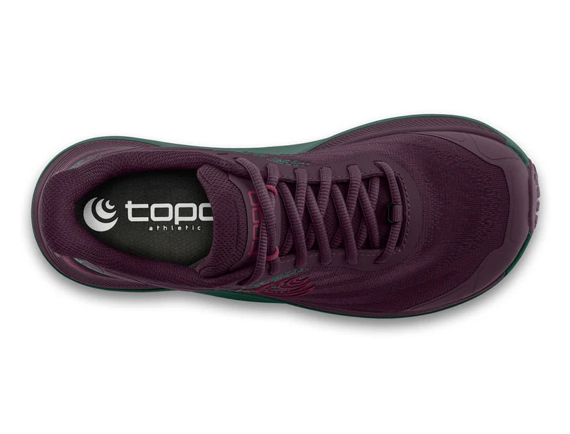 Ultraventure 4 - Women by Topo Athletic in dark purple with plush platform and roomy toe box for comfortable trail running and outdoor use