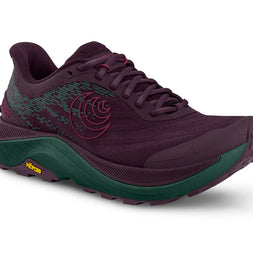 Ultraventure 4 - Women by Topo Athletic in dark purple and green, trail running shoe with plush platform and roomy toe box for comfort