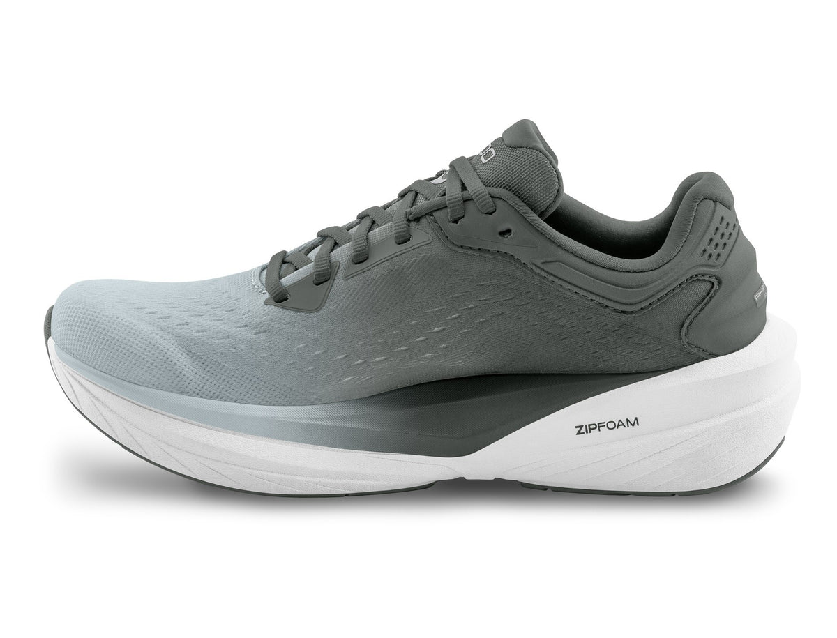 Inner side of the Topo Phantom 4 women's road running shoe in Grey/Grey