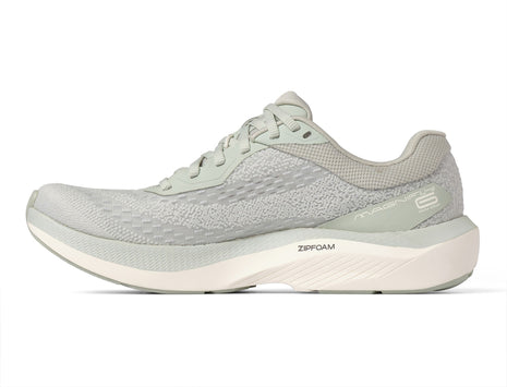 Inner side of the Topo Magnifly 6 women's road running shoe in Sage/Cream