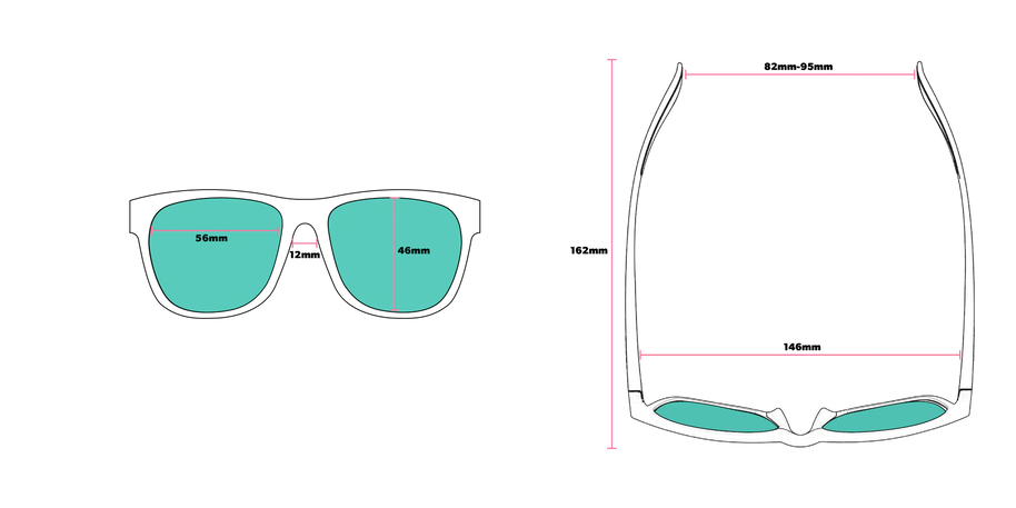 Gold Digging With Sasquatch by Goodr in teal and pink, lightweight glasses with bold frame, ideal for casual outdoor use