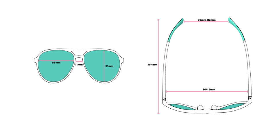 Cheesy Flight Attendant by Goodr in orange aviator frames with blue lenses, wider fit sunglasses designed for bigger heads and outdoor use