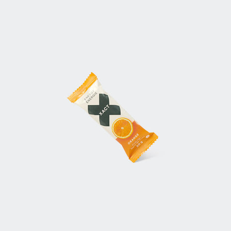 Energy Fruit Bars orange flavor by Xact, natural energy nutrition bar made in Canada for running and outdoor activities