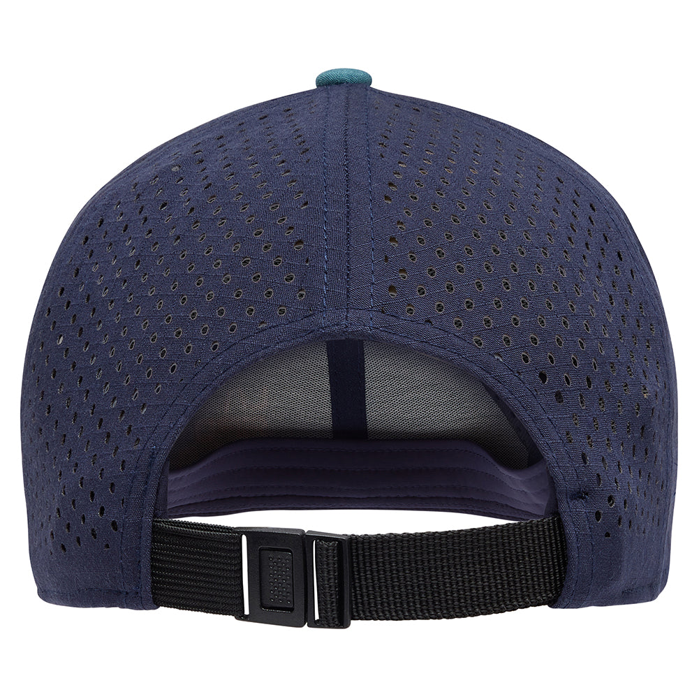 Traverse Trucker by La Sportiva in navy with mesh ventilation, crush-resistant design, and adjustable webbing for sun protection and comfort