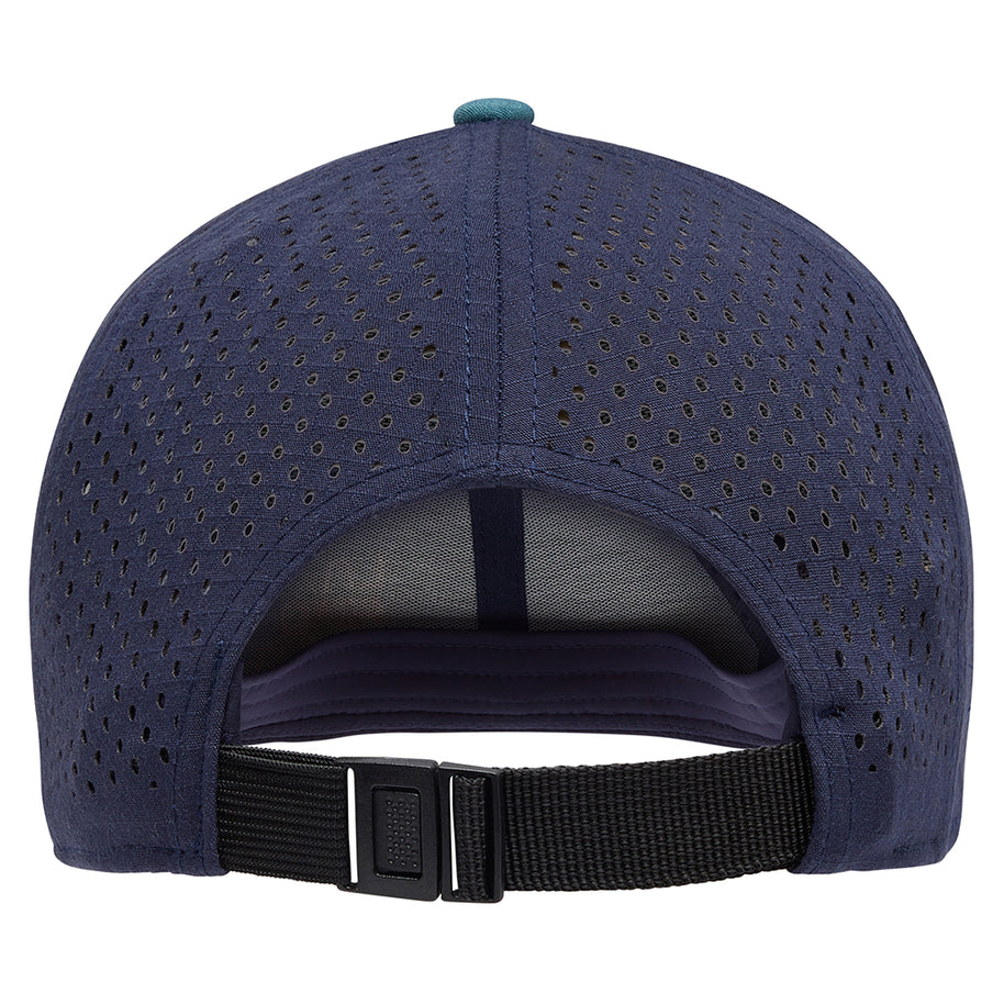 Traverse Trucker by La Sportiva in navy with mesh ventilation, crush-resistant design, and adjustable webbing for sun protection and comfort