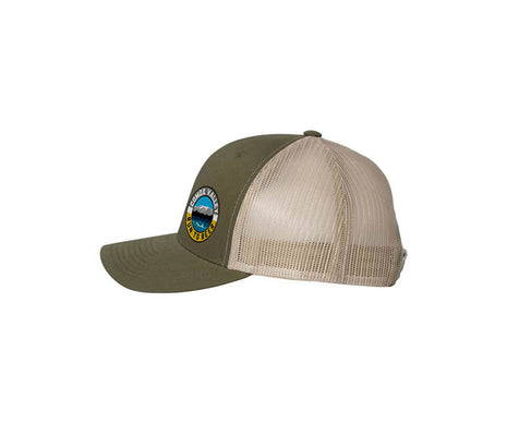 Run to Beer Hats (2025) in olive and beige by Run To Beer, mesh back hat supporting event costs and outdoor running community use