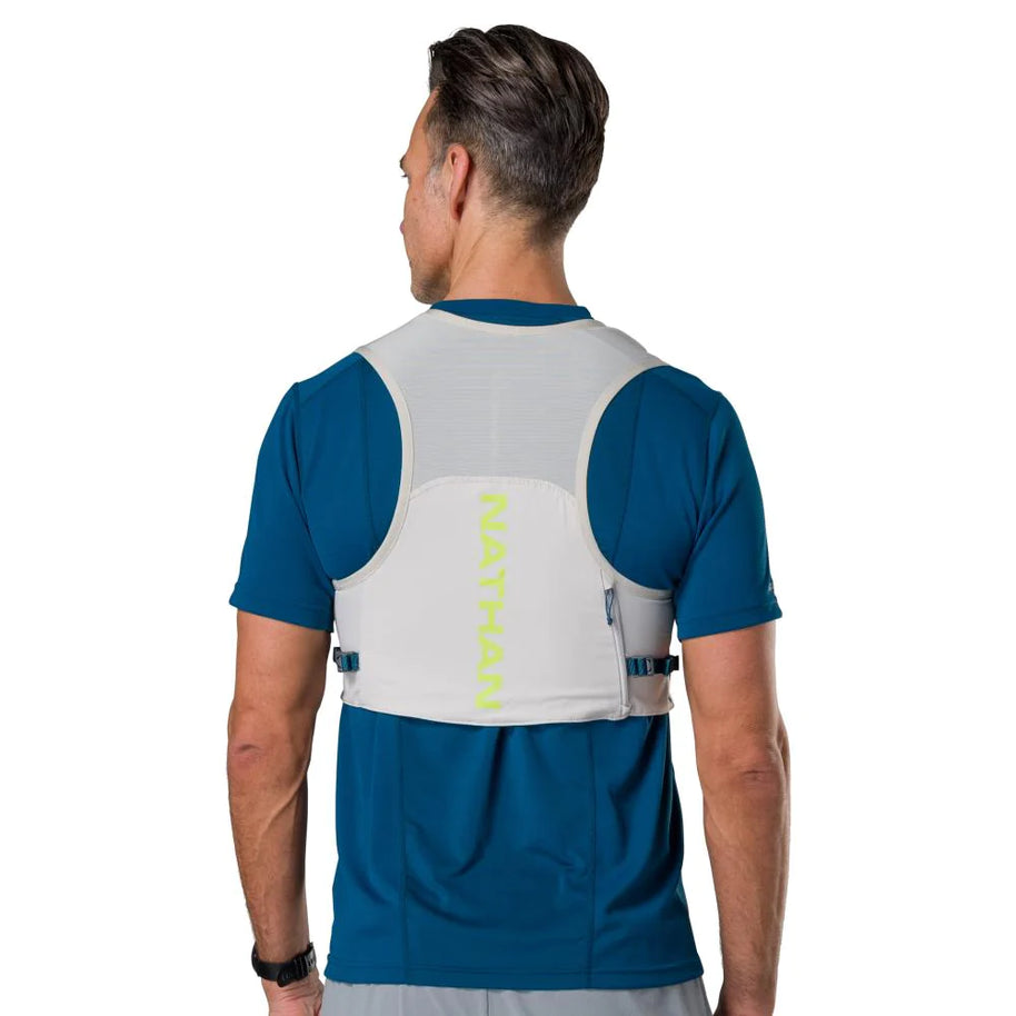 Pinnacle Run Lite Vest by Nathan in moonlight20, ultra-lightweight breathable hydration vest ideal for road and trail running