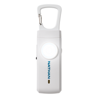 Siren LED Alarm RX by Nathan in white with rechargeable battery, USB-C charging, bright LED light, and emergency alarm for personal safety