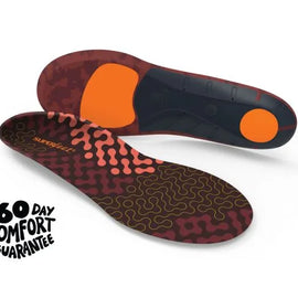 Run Cushion Low insoles by Superfeet in black and orange with lightweight cushioned support designed for running and all-day comfort