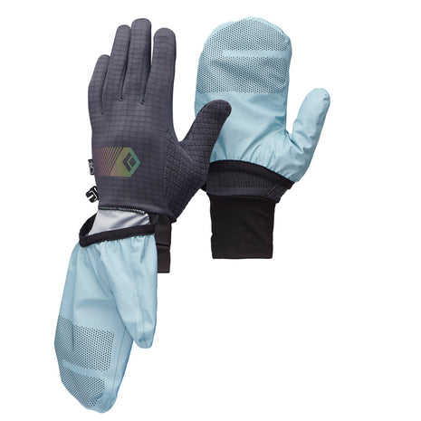 Gridtech Storm Hood Gloves by Black Diamond in blue and black with thermal grid fleece, breathable, moisture-wicking for cold weather use