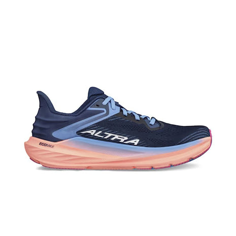 Torin 8 - Women by Altra Footwear in navy blue and peach, cushioned road running shoe with zero drop and roomy toe box for comfort
