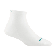 Run Quarter Ultra-Lightweight w/Cushion Running Sock - Women by Darn Tough in white with ankle coverage, breathable fit for running and training