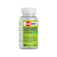 Bottle of Saltstick Fastchews 60-Tab in Green Apple, white bottle with lime green label