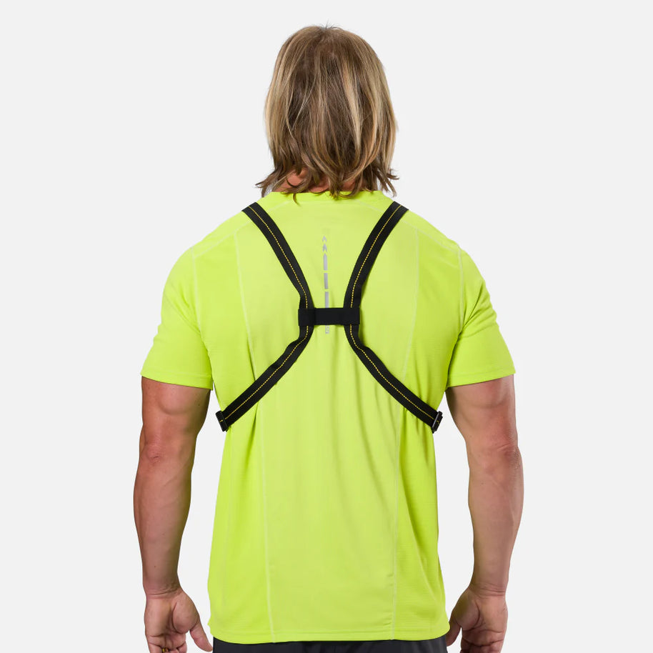 Laser Light Web Vest by Nathan in black, lightweight reflective LED vest for running and low light visibility safety.