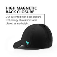 Performance 2.0 Ponytail Cap by Top Knot in black with patented high magnetic back closure for adjustable hair placement and comfort
