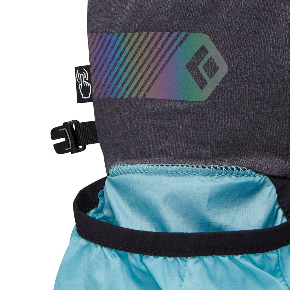 Deploy Wind Hood Gloves by Black Diamond in black and blue with stowable wind hood, designed for year-round training and cold weather protection