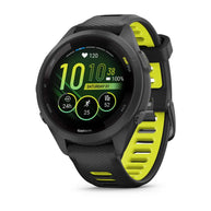 Forerunner® 265S by Garmin in black and neon yellow, GPS running smartwatch with advanced training metrics ideal for running enthusiasts