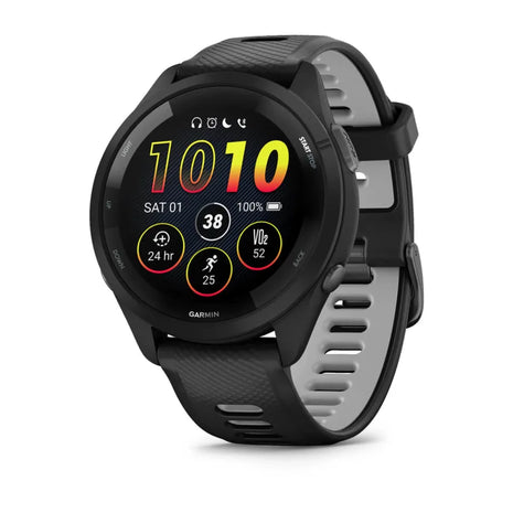 Forerunner® 265 by Garmin in black with colorful AMOLED touchscreen, GPS smartwatch for running and training readiness, usa-based watch