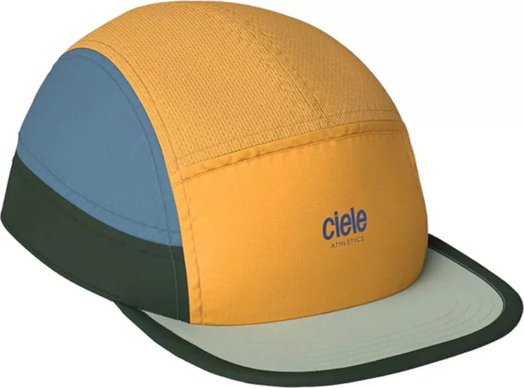 ALZCap - Athletics Small by Ciele in mustard yellow, blue, and green with COOLmatic mesh for breathable, low-profile running headwear ideal for Canada runners